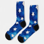 4th Of July Stars Pattern Watercolor Socken (Linkes Detail)