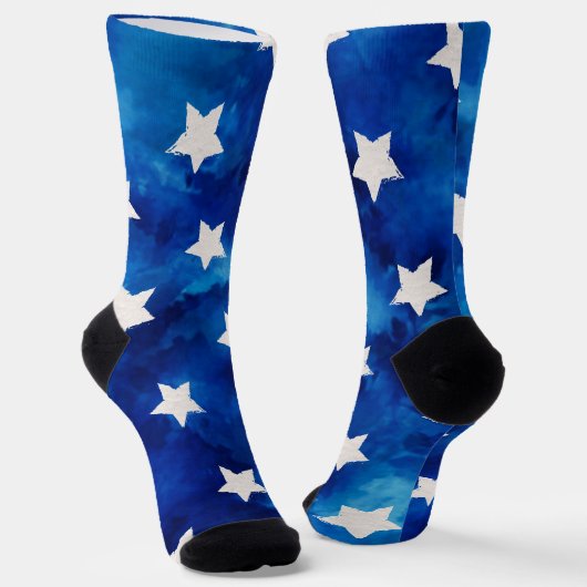 4th Of July Stars Pattern Watercolor Socken (Gewinkelt)
