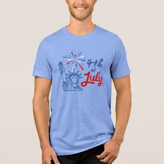 4th of July Statue of Liberty Fireworks T-Shirt Tri-Blend Shirt (Vorderseite)