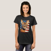 4th Of July US Flag Abyssinian Cat 1 T-Shirt (Vorne ganz)