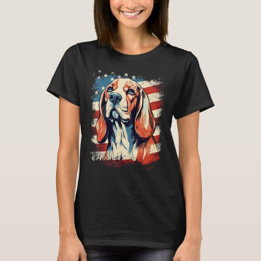 4th Of July US Flag Beagle Dog T-Shirt (Vorderseite)
