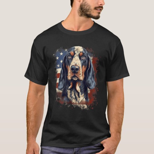 4th Of July US Flag Bluetick Coonhound Dog T-Shirt (Vorderseite)