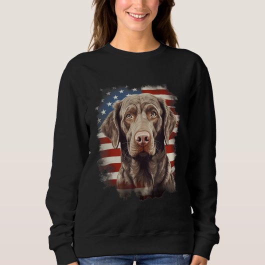 4th Of July US Flag Chesapeake Bay Retriever Dog 1 Sweatshirt (Vorderseite)