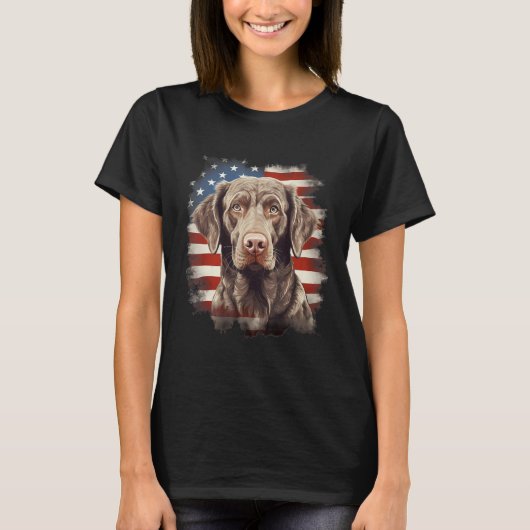 4th Of July US Flag Chesapeake Bay Retriever Dog 1 T-Shirt (Vorderseite)