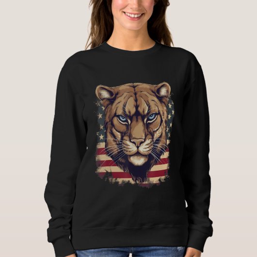 4th Of July US Flag Cougar Sweatshirt (Vorderseite)