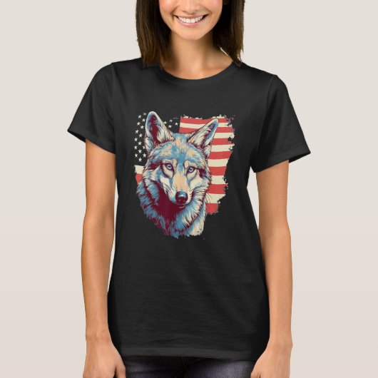 4th Of July US Flag Coyote T-Shirt (Vorderseite)