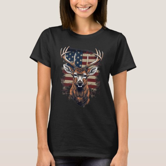 4th Of July US Flag Deer 1 T-Shirt (Vorderseite)