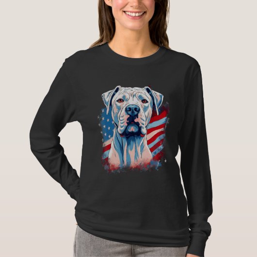 4th Of July US Flag Dogo Argentino Dog 1 T-Shirt (Vorderseite)