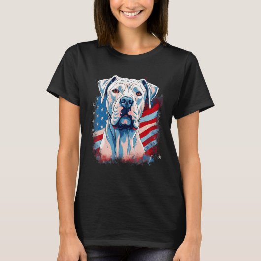 4th Of July US Flag Dogo Argentino Dog 1 T-Shirt (Vorderseite)