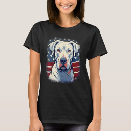 4th Of July US Flag Dogo Argentino Dog T-Shirt (Vorderseite)