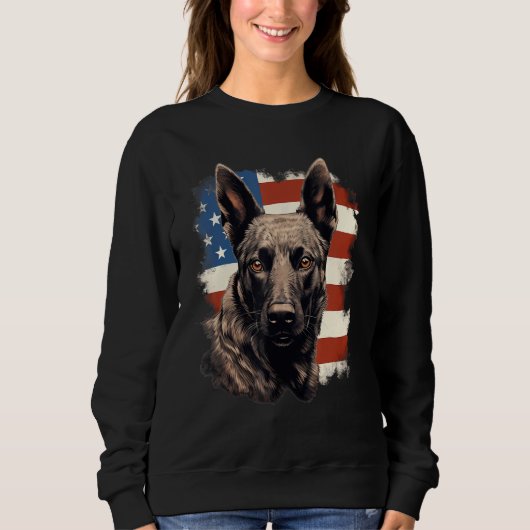 4th Of July US Flag Dutch Shepherd Dog 1 Sweatshirt (Vorderseite)