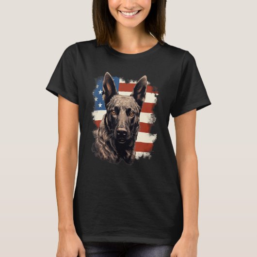 4th Of July US Flag Dutch Shepherd Dog 1 T-Shirt (Vorderseite)