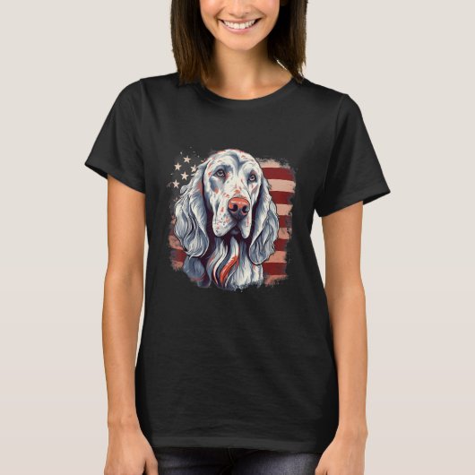 4th Of July US Flag English Setter Dog T-Shirt (Vorderseite)