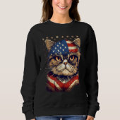 4th Of July US Flag Exotic Shorthair Cat Sweatshirt (Vorderseite)