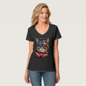 4th Of July US Flag Exotic Shorthair Cat T-Shirt (Vorderseite Vollansicht)