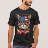 4th Of July US Flag Exotic Shorthair Cat T-Shirt (Vorderseite)