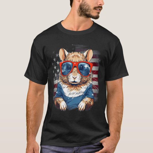4th Of July US Flag Gerbil 2 T-Shirt (Vorderseite)