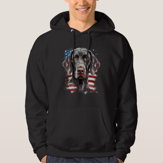 4th Of July US Flag German Shorthaired Pointer Dog Hoodie (Vorderseite)