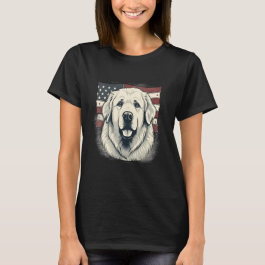 4th Of July US Flag Great Pyrenees Dog T-Shirt (Vorderseite)