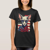 4th Of July US Flag Hairless Sphinx Cat T-Shirt (Vorderseite)