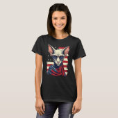 4th Of July US Flag Hairless Sphinx Cat T-Shirt (Vorne ganz)