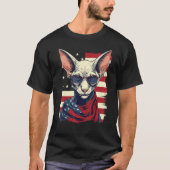 4th Of July US Flag Hairless Sphinx Cat T-Shirt (Vorderseite)