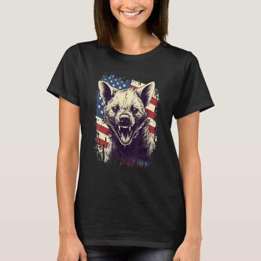 4th Of July US Flag Hyena T-Shirt (Vorderseite)