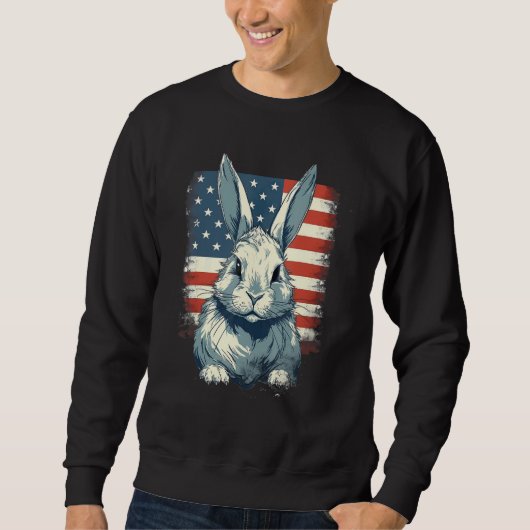 4th Of July US Flag Lionhead Rabbit Sweatshirt (Vorderseite)