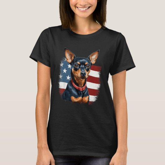 4th Of July US Flag Miniature Pinscher Dog 2 T-Shirt (Vorderseite)