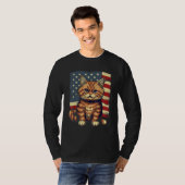 4th Of July US Flag Munchkin Cat T-Shirt (Vorne ganz)