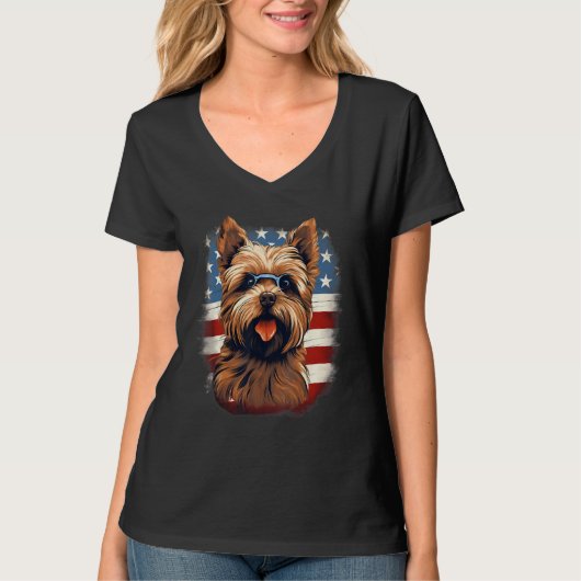 4th Of July US Flag Norfolk Terrier Dog T-Shirt (Vorderseite)