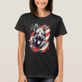 4th Of July US Flag Norwegian Elkhound Dog T-Shirt (Vorderseite)