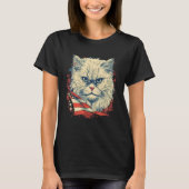 4th Of July US Flag Persian Cat T-Shirt (Vorderseite)