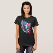 4th Of July US Flag Pigeon T-Shirt (Vorne ganz)