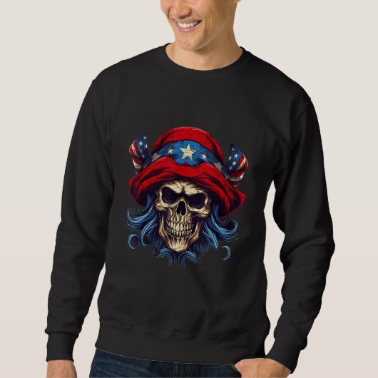 4th Of July US Flag Pirate Sweatshirt (Vorderseite)