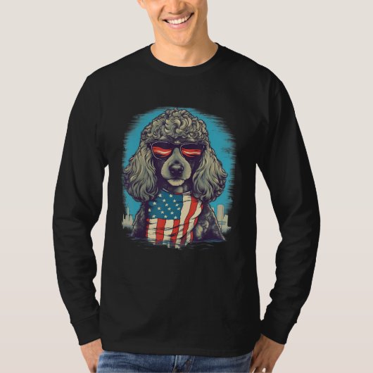 4th Of July US Flag Poodle Dog 1 T-Shirt (Vorderseite)