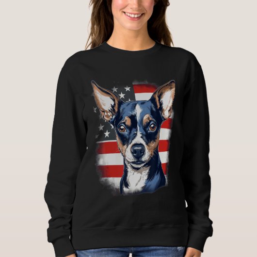 4th Of July US Flag Rat Terrier Dog 1 Sweatshirt (Vorderseite)