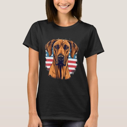 4th Of July US Flag Rhodesian Ridgeback Dog T-Shirt (Vorderseite)