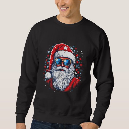 4th Of July US Flag Santa Claus 2 Sweatshirt (Vorderseite)