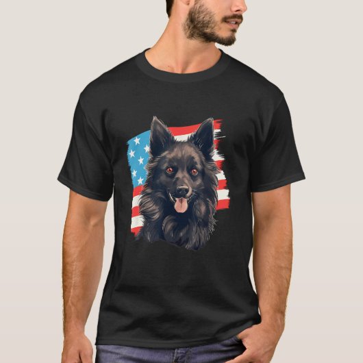 4th Of July US Flag Schipperke Dog 1 T-Shirt (Vorderseite)
