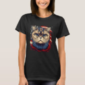 4th Of July US Flag Scottish Fold Cat T-Shirt (Vorderseite)