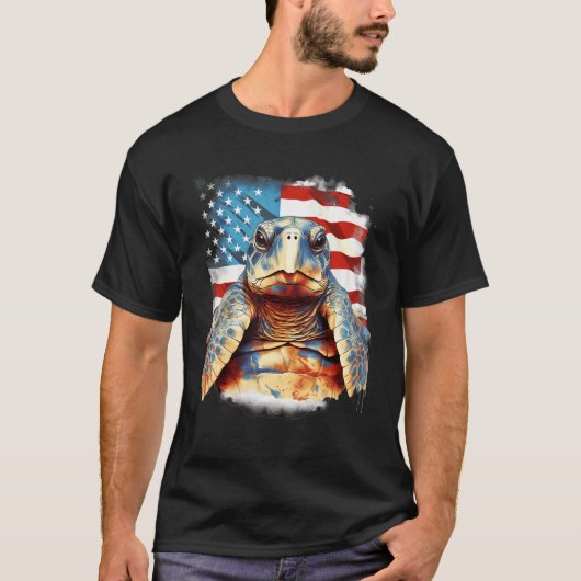 4th Of July US Flag Sea Turtle 1 T-Shirt (Vorderseite)