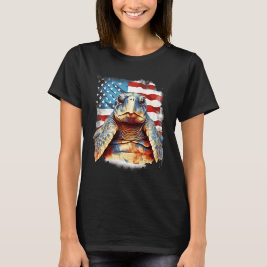 4th Of July US Flag Sea Turtle 1 T-Shirt (Vorderseite)