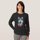 4th Of July US Flag Siberian Husky Dog T-Shirt (Vorne ganz)