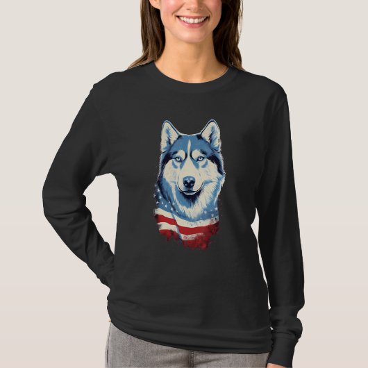 4th Of July US Flag Siberian Husky Dog T-Shirt (Vorderseite)