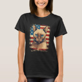 4th Of July US Flag Tonkinese Cat 1 T-Shirt (Vorderseite)