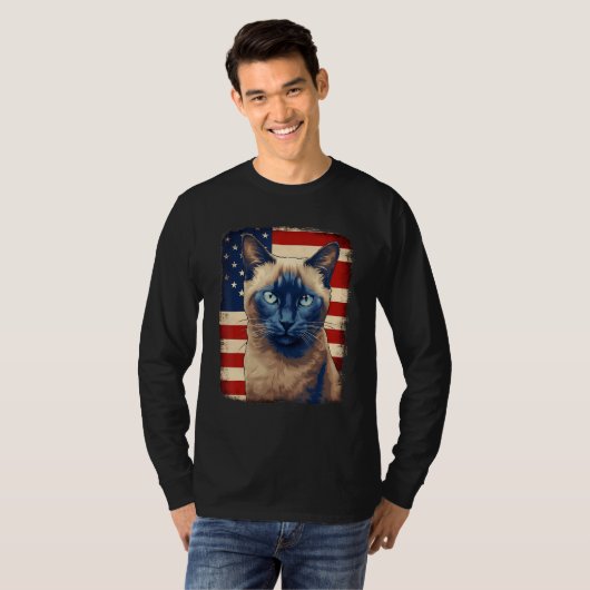 4th Of July US Flag Tonkinese Cat T-Shirt (Vorne ganz)