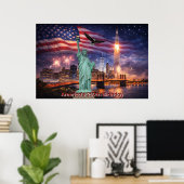 4th of July USA 250th Statue of Liberty Rocket Poster (Heimbüro)