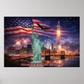 4th of July USA 250th Statue of Liberty Rocket Poster (Vorne)
