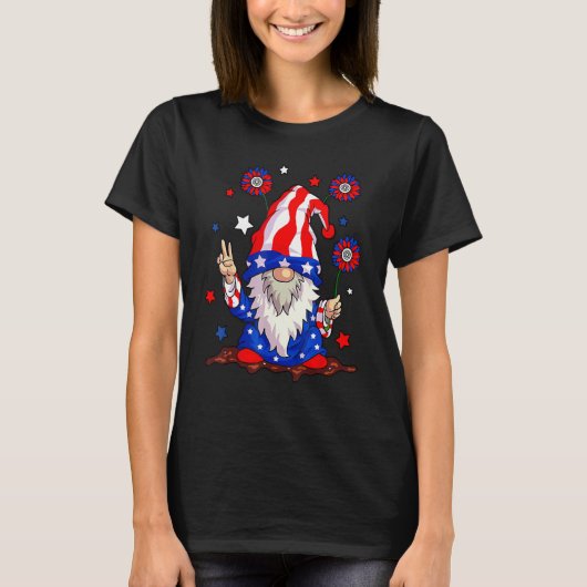 4th of July USA American Flag Gnomes Patriotic Men T-Shirt (Vorderseite)